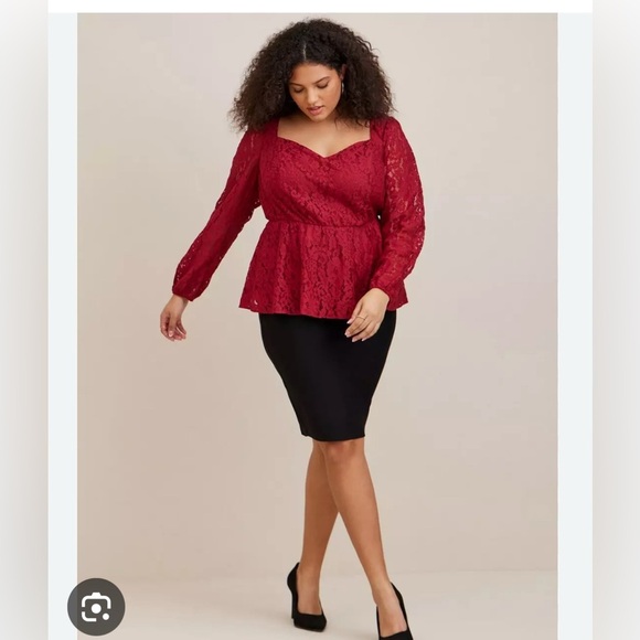 Torrid peplum long puff sleeve lace top blouse 5X 28 5 new NWT - Picture 2 of 8